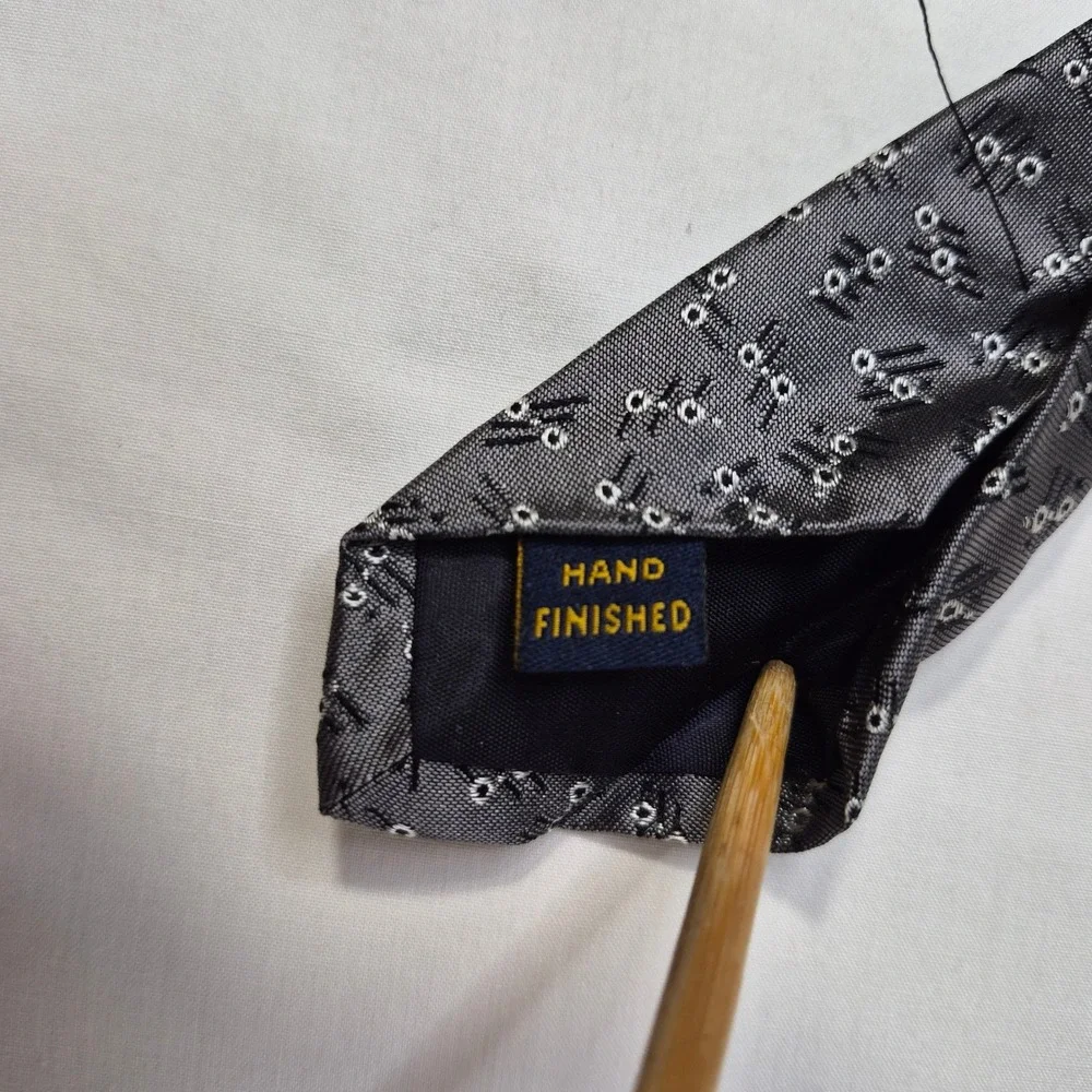 Polo‎ University Ralph Lauren Tie Mens Gray Silk Geometric Classic Ivy Heritage